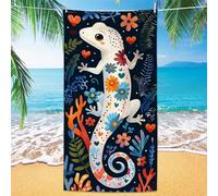 Microfibre Towel Navy Beach Towel for Adults 2 Pack 100x200cm Lizard Quick Dry, Sand Free & Ultra Lightweight with Waterproof Pouch, Travel, Gym, Swim, Bathing Sheet for Pool, Yoga, Vacation YJ-729