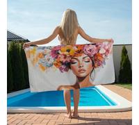 Microfibre Towel Woman Beach Towel for Adults 2 Pack 100x200cm Rose Quick Dry, Sand Free & Ultra Lightweight with Waterproof Pouch, Travel, Gym, Swim, Bathing Sheet for Pool, Yoga, Vacation YJ-589