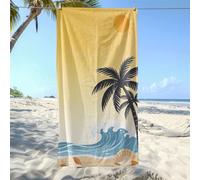 Microfibre Towel Yellow Sky Sun Coconut Tree Fast Drying Anti-Sand Stylish Towel, Versatile Portable Accessory for Vacation, Gym, Camping and Seaside Outdoor Activities 80x160 cm
