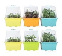 Microgreen Growing Trays, LUVCSOY Sprouting Tray with Humidity Dome, 3mm Large Mesh Holes, BPA Free, Sprouter Kit for Growing Large Seeds, Like Sunflower, Mung Beans, Green Pea - 6 Pack | Colorful