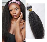 Microlink Hair Extensions Human Hair,Micro Links Loop Hair Extensions for Black Women Curly Natural Hair Full Head Micro Ring Human Hair,100 Strands,14inch