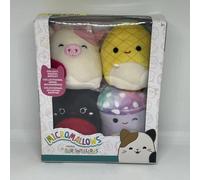 Micromallows Squishmallows Plush 4-Pack - Trudy Ladybug, Caedyn Cow, Maui Pineapple and Minya Mushroom