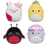 Micromallows Squishmallows Plush 4-Pack - Trudy Ladybug, Caedyn Cow, Maui Pineapple and Minya Mushroom