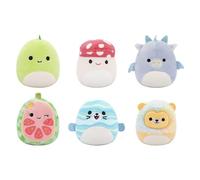 Micromallows Squishmallows Original 6-Pack - Cortez Caterpillar, Dane Dragon, Floyd French Fries, Lena Guava Fruit, Leonard Lion, Noah Seal