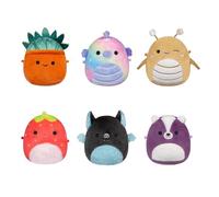 Micromallows Squishmallows Original 6-Pack -Oz the Succulent Plush - Emerald the Seahorse, Aldous the Bat,Greer the Grasshopper, Scarlet the Strawberry, Sloan the Skunk