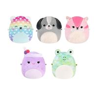 Micromallows Squishmallows Original Plush 5-Pack - Chipmunk, Frog, Bear, Smoothie, Dog