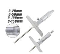 Micrometer, 0-25mm 0-50mm 0-100mm 0-150mm Depth Micrometer 0.01mm Depth Micrometer Gauge With Rods Depth Caliper Measuring Tools(0-150mm)