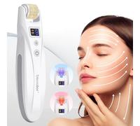 Microneedle Roller, TwoWin Derma Roller, Upgraded EMS Micro Needle Kit with 2 LED Vibration Mode, Professional Derma Roller Stamp 0.5mm for Wrinkles Stretch Scar Hair Loss Skincare - Dermaroller