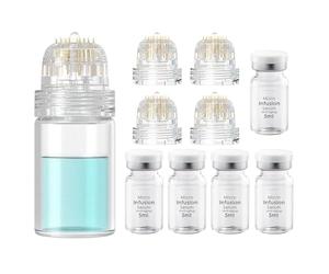Microneedling Infusion System Set, Micro Microneedle Infusion System Included Hydra Needle 0.5mm 1Pc, 4 Replacement Needle Heads and Anti-Aging Serum Ampoules 5ml X 5, Anti-Aging Solution Treatment