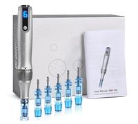 Microneedling Pen M8S, Professional Dr.pen Wireless Dermapen with 6pcs 12PIN 36PIN Replacement Cartridges Needles, 6 Speed Levels 0.25-2.5mm Adjustable