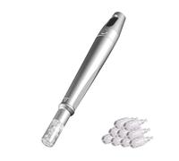 Microneedling Pen Skin Care Derma Pen 5-Speeds with LED Screen-Silver | Microneedle Beauty Pen for Face Pore Tightening and Skin Rejuvenation for Men Women Home Use