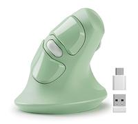 MicroPack Ergonomic Mouse, Vertical Wireless Mouse with USB A & Type-C Receiver, Ergo Design Reduces Muscle Strain, 6 Buttons 800/1200/1600 DPI Mouse for Windows, Mac, PC, Laptop, Green