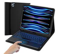 MicroPack iPad Pro 12.9 Case with Keyboard - (6th Generation 2022) 7 Color Backlit Trackpad Keyboard, Detachable Wireless Keyboard Compatible with iPad Pro 12.9 5th