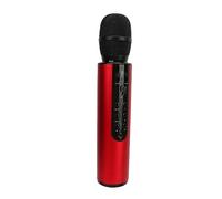 Microphone, 2000mAh Type-C Dual Speaker Metal Karaoke Microphone Sound Card for Home (Red)