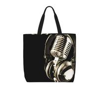 Microphone And Headset Basic Models Tote Bag With Zipper With Inner Pockets,Laptop Work Tote Bag For Sport,Travel