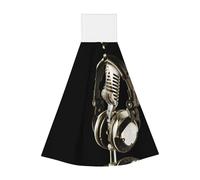 Microphone And Headset Hanging Tie Towels Kitchen Hand Towel Absorbent Wipe Cloth For Kitchen Bathroom