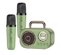Microphone and Speaker Machine Wireless Karaoke with 2 Microphone - Rechargeable Long Battery Life Restoration Microphone Audio Connection for Restaurant