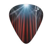 Microphone and Spotlight on Stage Printed Guitar Picks 12-Piece Set - Comfortable, Versatile Plectrum for All Guitar Styles & Players