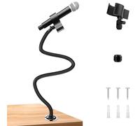 Microphone Arm Stand 23.6" /60 cm Long Arm Gooseneck,Mic Arm Wall Mount,Metal Base Mic Clip 3/8" to 5/8" Adapter for Walls/Table/Podium,Compatible with Shure/Fifine/AT2020/Pyle/Blue Snowball/Razer