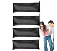 Microphone Bag, 4X Microphone Storage Case, 4.13x11.42 Inches Dustproof Shockproof PU Leather, Drawstring Zipper Closure, Portable Protective Cover for Karaoke, Recording, Streaming, Live Performances