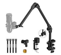 Microphone Boom Arm Mic Stand,Adjustable Suspension Boom Scissor Arm Holder and Heavy Duty Clamp, Adjustable Height with Mic Clip 3/8" to 5/8" Adapter (Microphone Boom Arm Mic Stand)