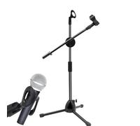 Microphone Boom Arm Stand - Floor Standing Microphone Stand, Small Retractable Stage Performance Tripod With Two Microphone C-lips For Singing, Outdoor Activity