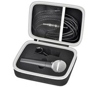 Microphone Case Compatible with Shure SM58/ SM57/ PGA48/ SM58S/ BETA 58A/ PGA58 Cardioid Dynamic Vocal Microphones, Handheld Mic Karaoke Tool Storage for A25D Stand Adapter and Cable - Box Only -Black