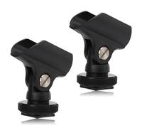 Microphone Clip Holder, 2PCS Plastic Mic Clip Stand Angle Adjustable Holding Bracket with Hot Shoe and 1/4 Inch Screw Hole for 1.95cm / 0.8in DSLR Camera