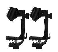 Microphone Clips Adjustable Plastic Shockproof Drum Clamp Handy Microphone Holder Stand Portable Microphone Clamp 1 Pair (Black)
