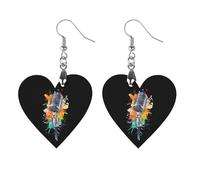 Microphone Colorful Splashes Women Dangle Earrings Elegant Wooden Pendant Earring for Daily Wear Love