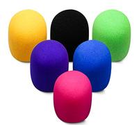 Microphone Cover Colorful Foam Mic Cover Washable Microphone Windscreen Microphone Covers Suitable for Most Standard Handheld Microphone (6 Color)