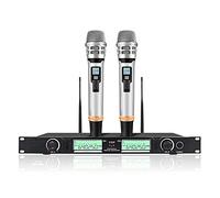 Microphone Dual Wireless Microphones for Karaoke, Speech, Meeting, Party, Stage UHF Rechargeable Wireless Microphone System with Dual Antennas and LCD Display Handheld Microphone
