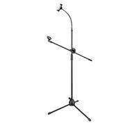 Microphone Floor Holder, Adjustable Gooseneck Microphone Stand with Phone