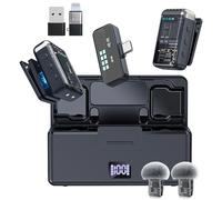 Microphone for iPhone 54Hrs Battery for Android/PC/iPad, mini Microphone Noise Cancelling Wireless Lavalier Microphones for Video Recording Lapel Mic Clip on Mic for Podcast