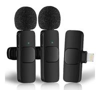 Microphone for iPhone - Mini Microphone - Clip-on Microphones - Wireless Lavalier Microphone for iPhone iPad Plug-Play Microphone Video Recording, Live Stream, YouTube, TikTok (2 Pack) (FOR IPHONE)