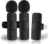 Microphone for iPhone - Mini Microphone - Clip-on - Wireless Lavalier Microphone for iPhone iPad Plug-Play Microphone for iPhone Video Recording, Live Stream, YouTube, TikTok (2 Pack) (For Lightning)