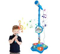 Microphone for Kids, Adjustable Kids Microphone with Stand, Interactive Educational Lights Flashing Toy for Music Players or Birthday Gifts, Blue