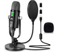 Microphone for Podcast, USB Microphone Kit for Phone, PC/Micro/Mac/Android,Professional Plug&Play Studio Microphone with Stand for Gaming, Online Chatting, Videos, Voice Overs, Streaming