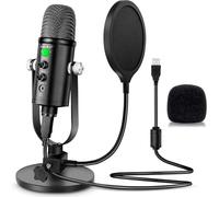Microphone for Podcast, USB Microphone Kit for Phone, PC/Micro/Mac/Android,Professional Plug&Play Studio Mic with Stand for Gaming, Online Chatting, Videos, Voice Overs, Streaming