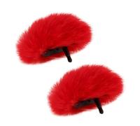 Microphone Fur Cover 2 pcs Microphone Furry Wind Muff Foam Artificial Fur Protection，Microphone Accessories(Red)