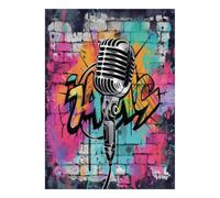 Microphone Graffiti Wall 1000pcs Mini Puzzle For Adults Challenging | 52x38cm Cardboard Home Decor Durable Structure Birthday Gift Stress Relief