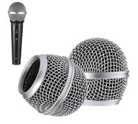 Microphone Head Replace Microphone Cover Microphone Windscreen Microphone Pop Filter Microphone Ball Head Mesh with Inner Foam Microphone Replacement Grille for Shure Sm58, 2 Pack,