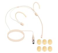 Microphone Headset - Discreet Over-Ear Headworn Earset with Hanging Mic, Compatible with Shure Wireless Bodypack Transmitters (Beige) - Ideal for Live Performances, Theater, Lectures & Public Speaking