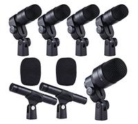 Microphone, HUIOP DMS-D7 Professional Musical Instruments Drum Set Wired Microphone Mic with Standard Mounting Accessories Aluminium Case 1 Big Drum Microphone 4 Small Drum Microphones 2 Mi