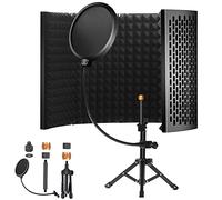 Microphone Isolation Shield, 5-Panel Vocal Booth Foldable High Density Absorbent Foam Suit for Blue Yeti Any Condenser Mic Studio Sound Recording Singing - Kit