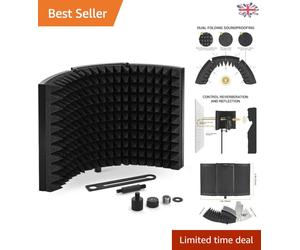 Microphone Isolation Shield for Soundproofing and Recording, Black