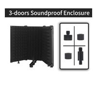Microphone Isolation Shield, Noise Reduction, Spray Prevention, Sound Absorption Acoustic Panels Soundproof Cover Acoustic Foam Panels for Recording Studio,Singing (3 panel)