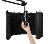 Microphone Isolation Shield - Soundproof Noise Reduction Sponge Panel | Five Door Anti Poop Sound Absorbing Shield | Recording Vocal Filter For Studio Podcast Voice Booth