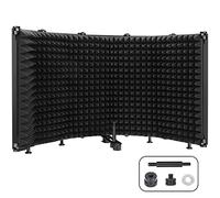 Microphone Isolation Shield with Pop Filter and Tripod Stand, 5-Panel Pop Filter Professional Foldable Vocal Booth Absorbent Foam Suit for Blue Yeti Mic Studio Sound Recording Podcasts Singing