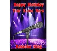 Microphone Karaoke King cptmi13 Personalised Greeting Card Posted by US Gifts for All 2016 from Derbyshire UK